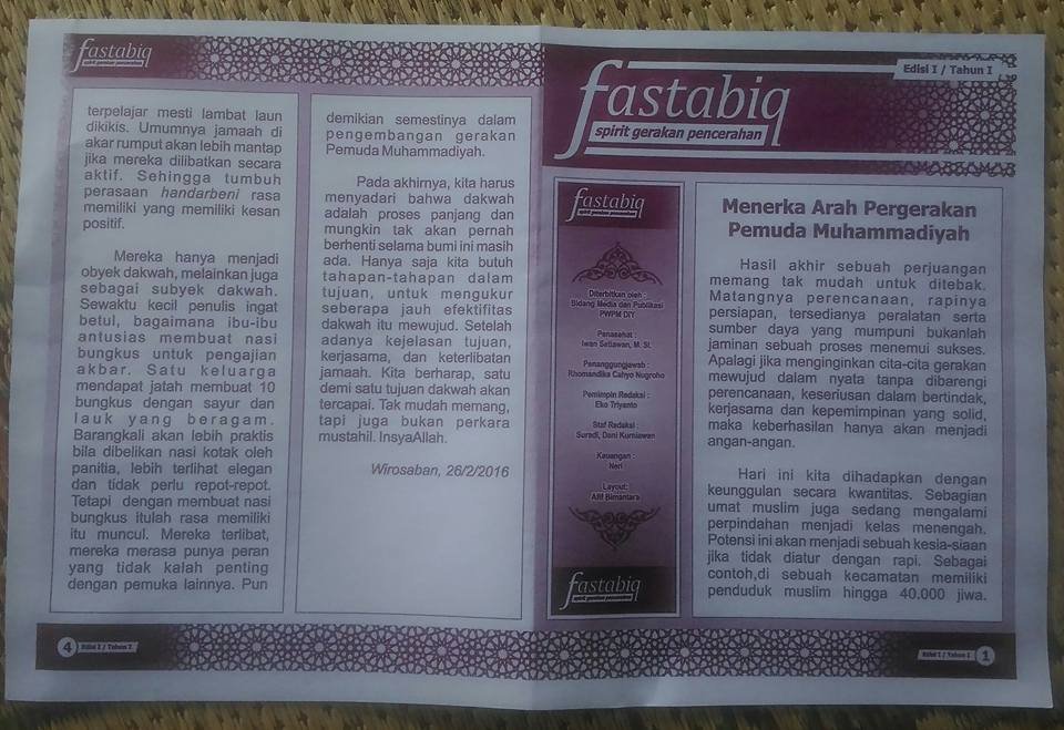 Bidang Media PWPM DIY Terbitkan Buletin Fastabiq